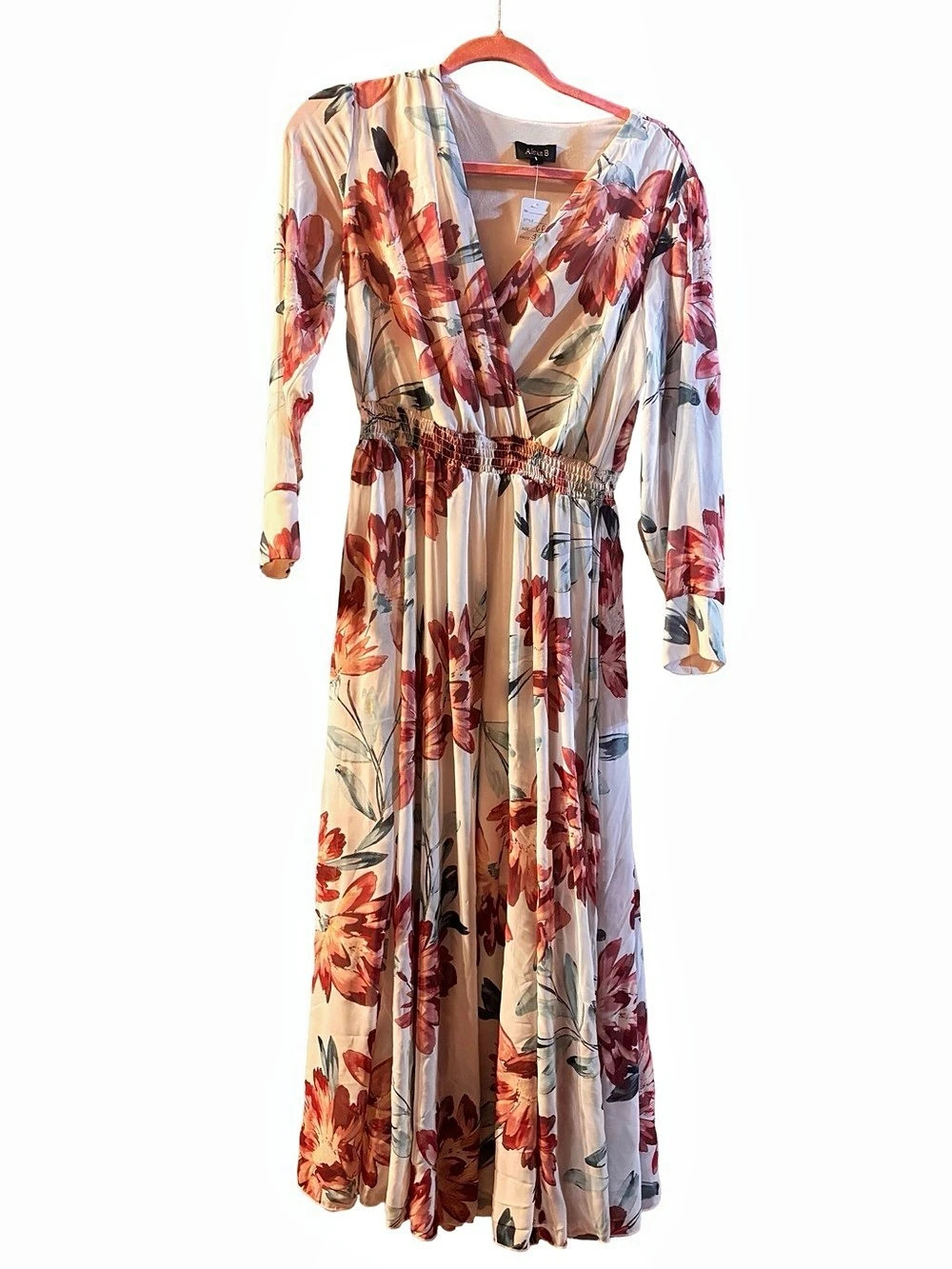 Alexa B Floral Maxi Dress in Cream & Red Like New